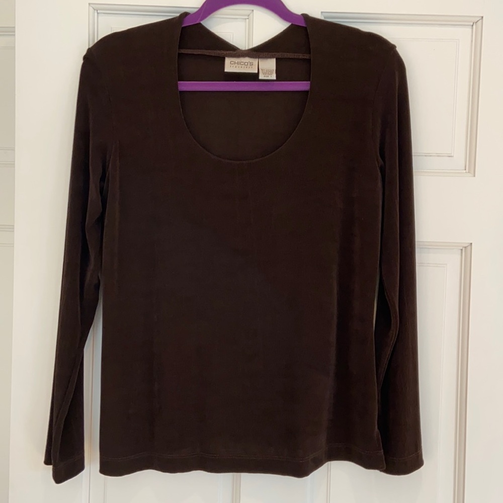 Chico’s Chocolate Travelers Top Sz 1